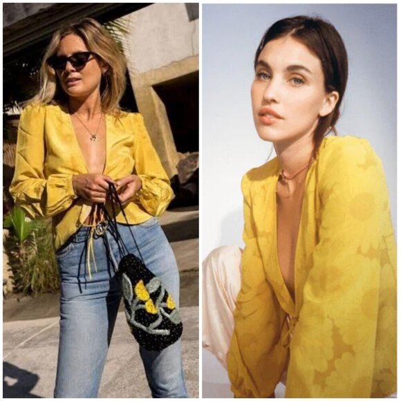 💕REALISATION PAR💕 The Stevie Top ~ Sunflower Yellow Print XS - Picture 10 of 16